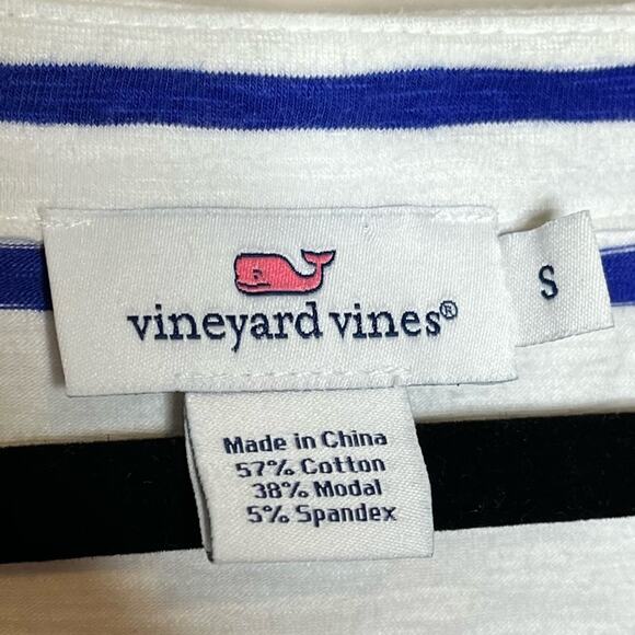 VINEYARD VINES pink/blue/white stripe 3/4 sleeve casual dress size small - Picture 5 of 6
